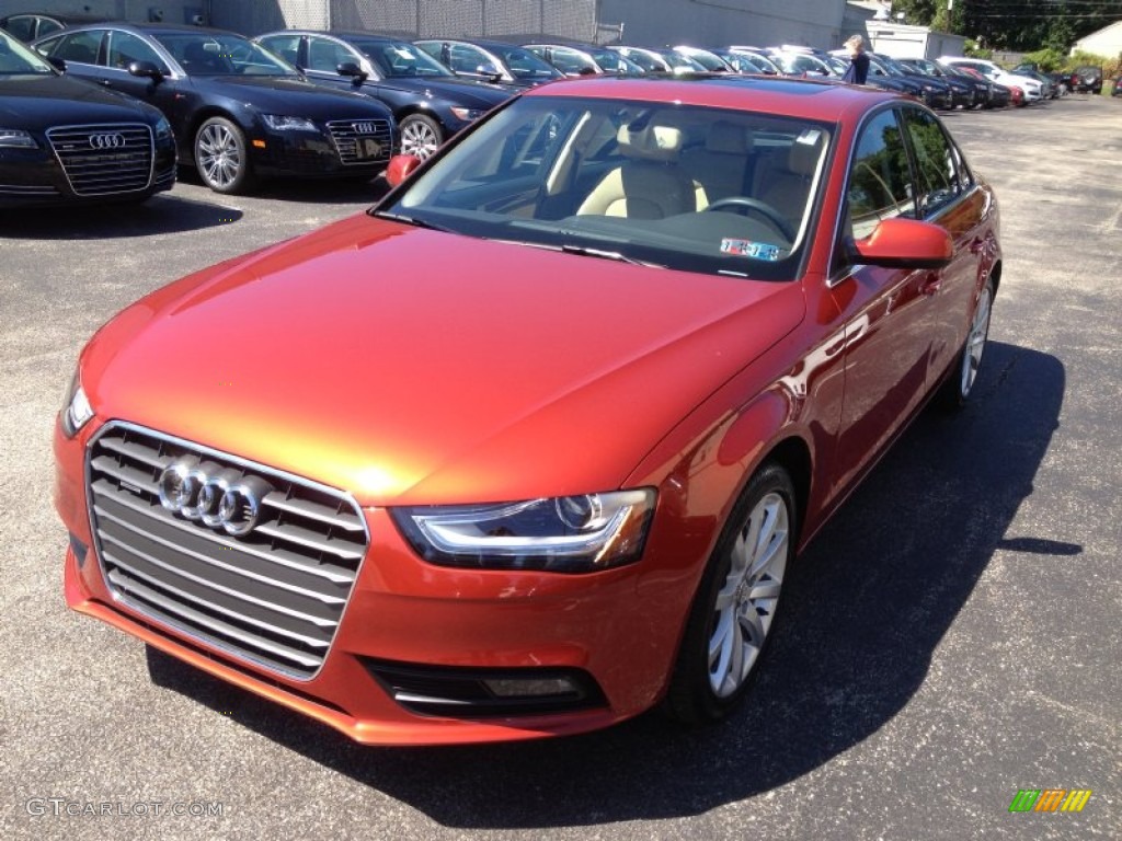 2013 A4 2.0T quattro Sedan - Volcano Red Metallic / Velvet Beige/Black photo #1