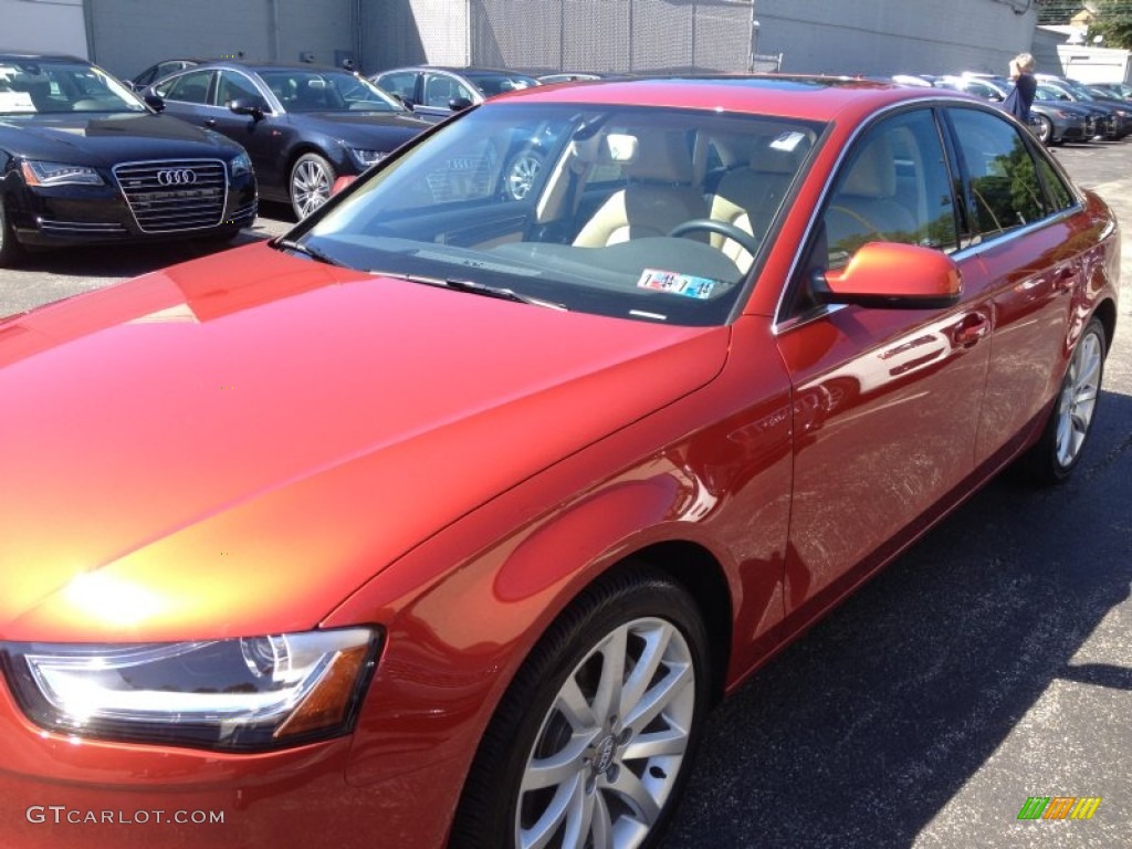 2013 A4 2.0T quattro Sedan - Volcano Red Metallic / Velvet Beige/Black photo #2