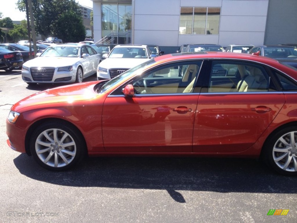 2013 A4 2.0T quattro Sedan - Volcano Red Metallic / Velvet Beige/Black photo #4