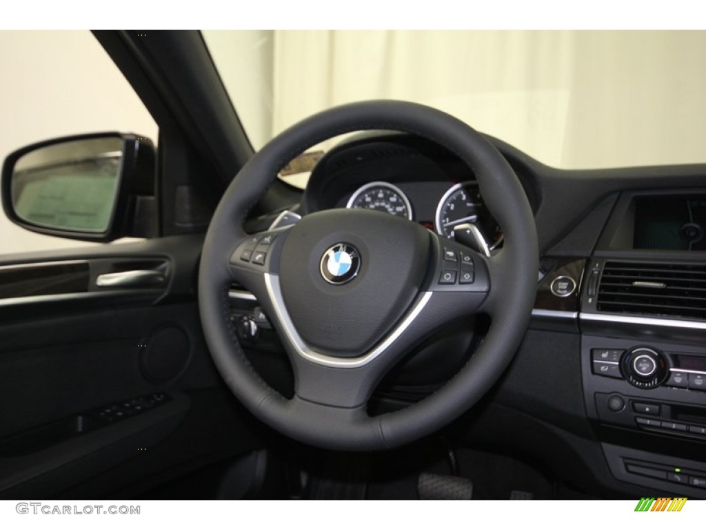 2014 BMW X6 xDrive35i Black Steering Wheel Photo #83988387