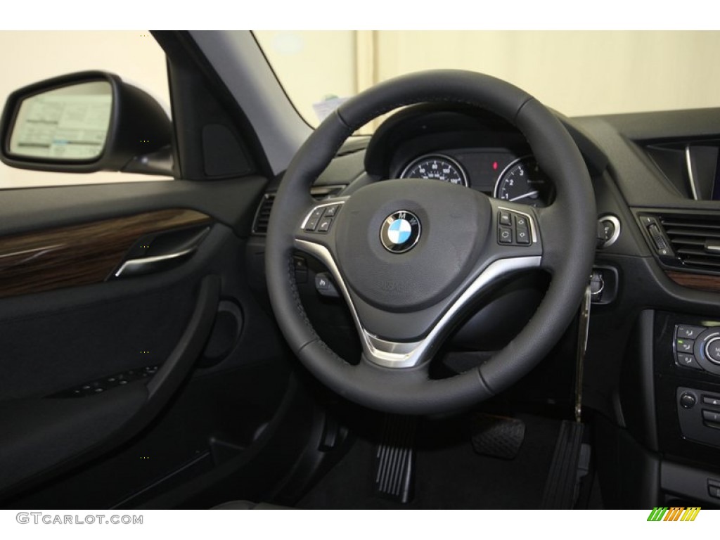 2014 BMW X1 xDrive35i Black Steering Wheel Photo #83999834
