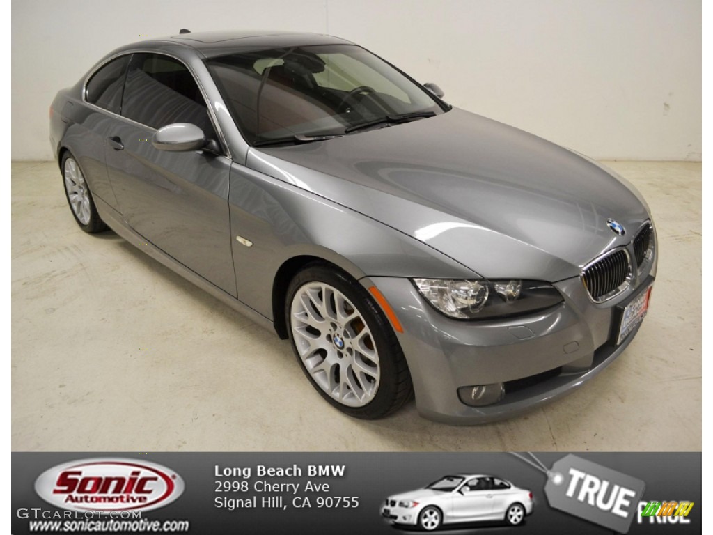 2008 3 Series 328i Coupe - Space Grey Metallic / Coral Red/Black photo #1