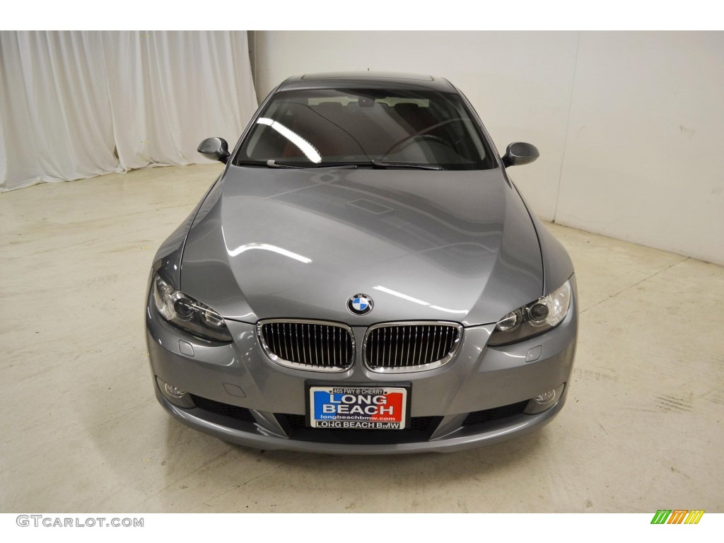 2008 3 Series 328i Coupe - Space Grey Metallic / Coral Red/Black photo #4