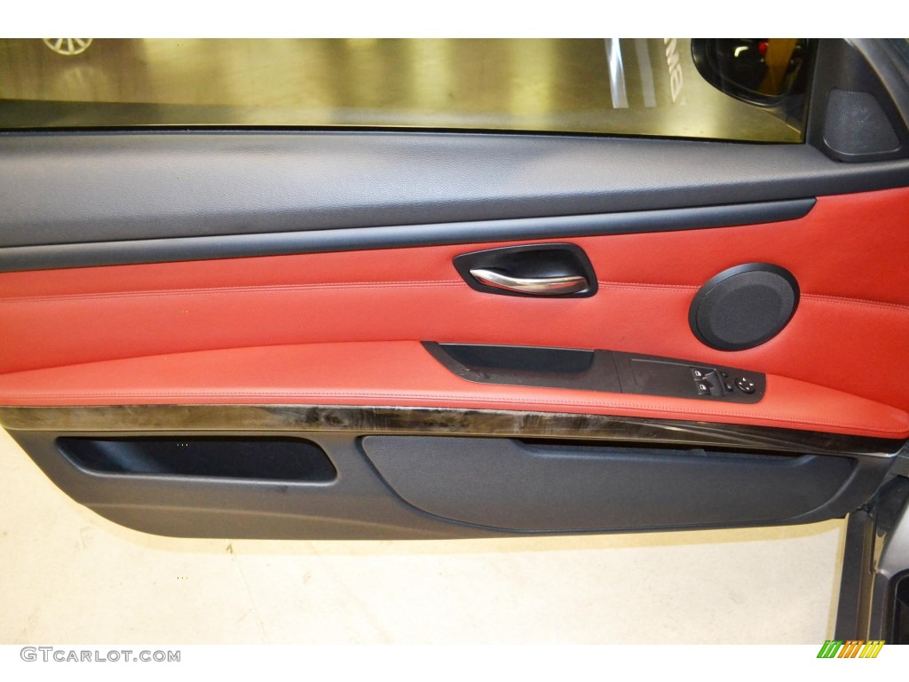 2008 BMW 3 Series 328i Coupe Coral Red/Black Door Panel Photo #84001914