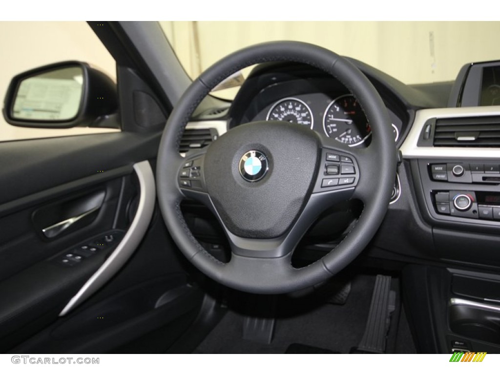 2013 BMW 3 Series 328i Sedan Black Steering Wheel Photo #84002517