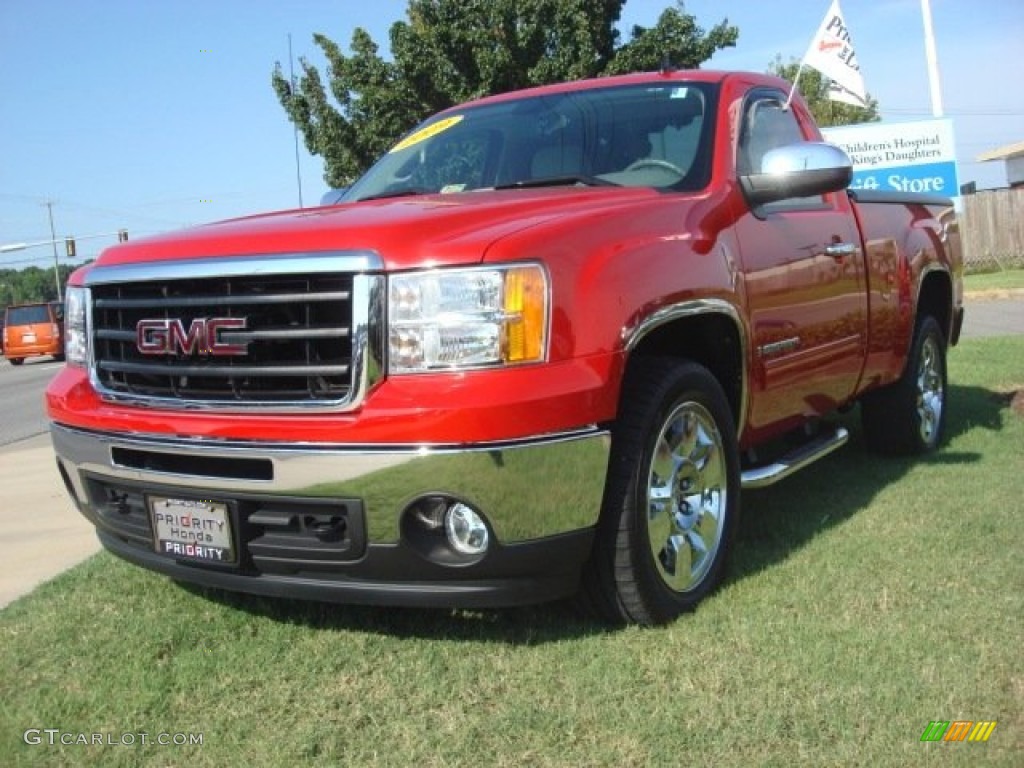 2009 Sierra 1500 SLE Regular Cab - Fire Red / Dark Titanium/Light Titanium photo #1