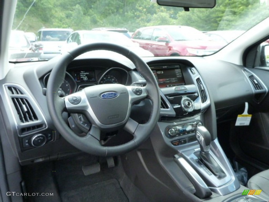 2014 Ford Focus Titanium Sedan Charcoal Black Dashboard Photo #84007104
