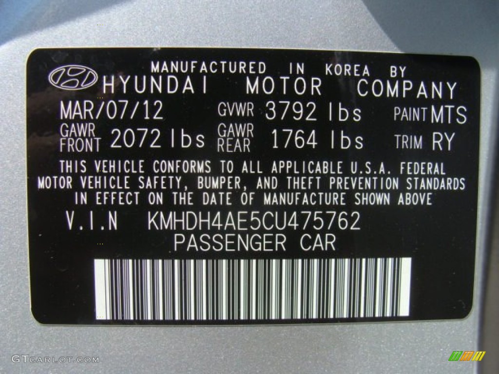 2012 Elantra Limited - Silver / Black photo #15