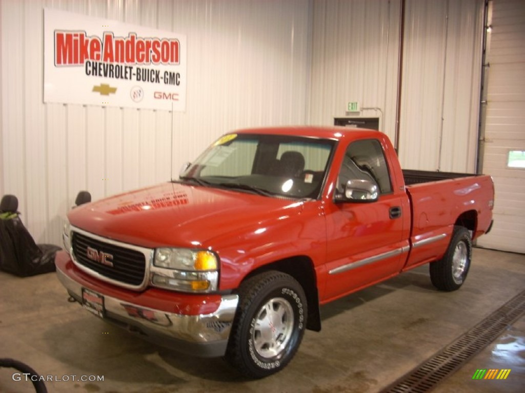 2001 Sierra 1500 SLE Regular Cab 4x4 - Fire Red / Graphite photo #1