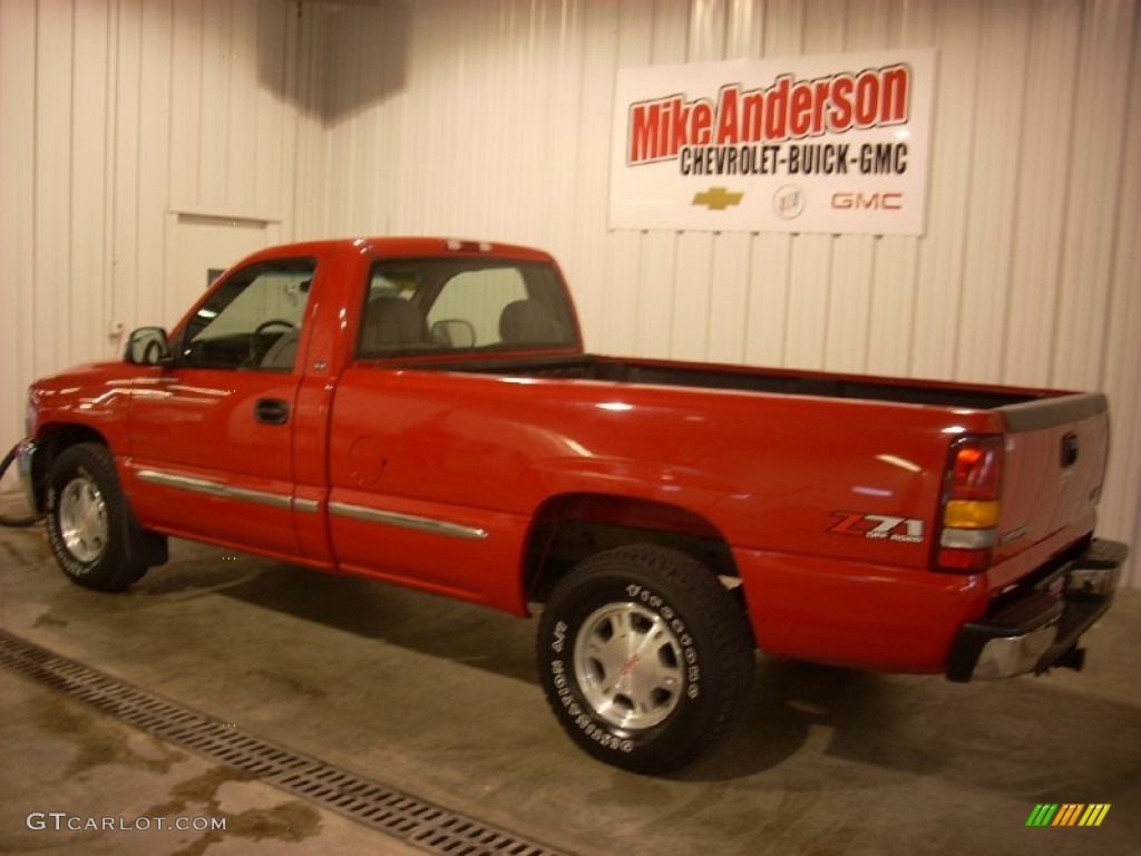 2001 Sierra 1500 SLE Regular Cab 4x4 - Fire Red / Graphite photo #3