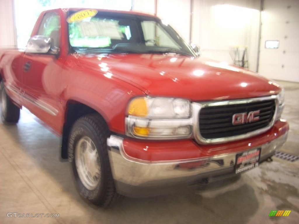 2001 Sierra 1500 SLE Regular Cab 4x4 - Fire Red / Graphite photo #14