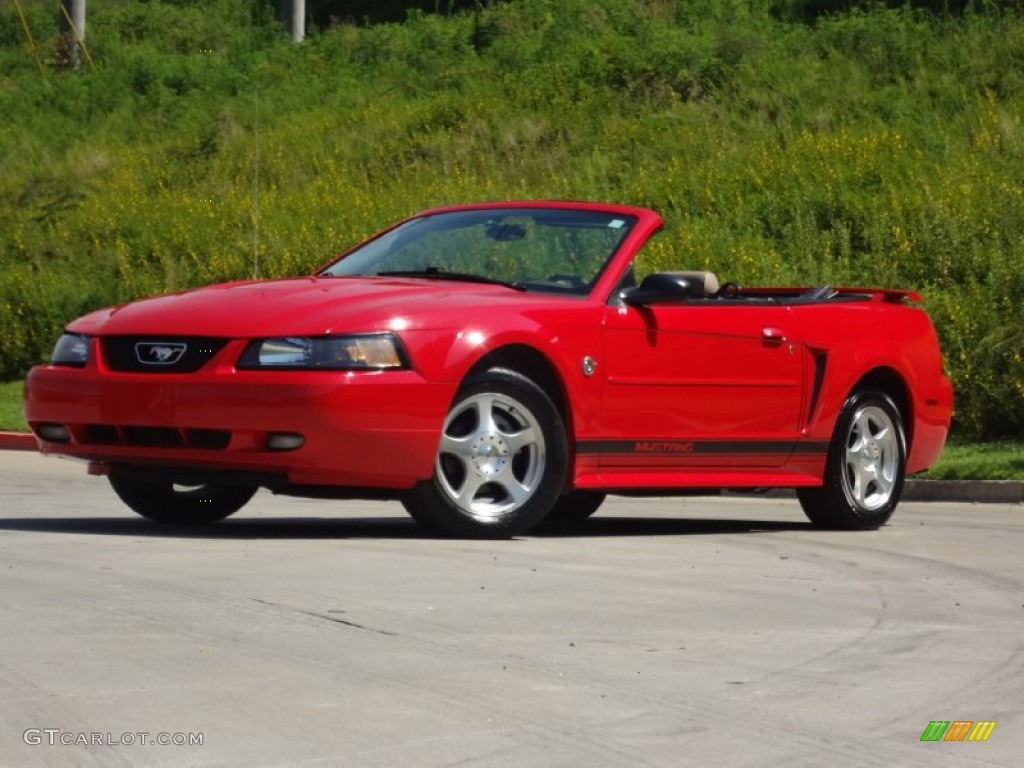 2004 Mustang V6 Convertible - Torch Red / Medium Parchment photo #36