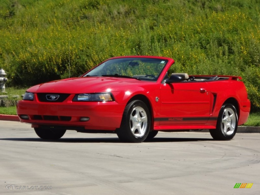 2004 Mustang V6 Convertible - Torch Red / Medium Parchment photo #38