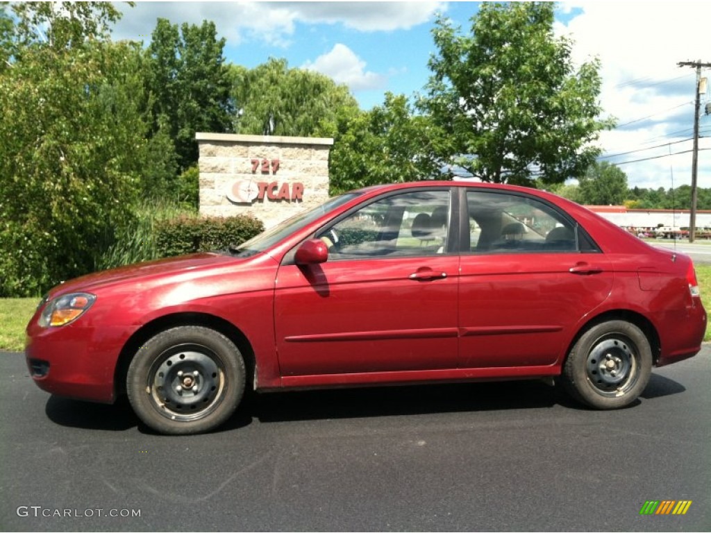 2009 Spectra EX Sedan - Spicy Red Metallic / Beige photo #1