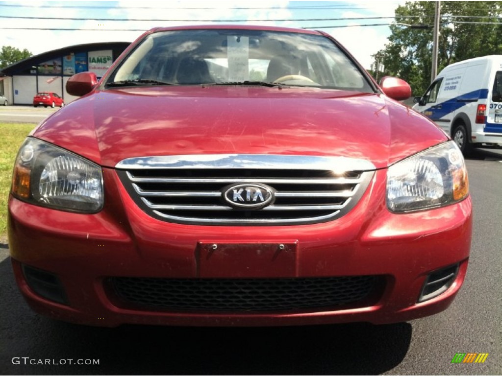 2009 Spectra EX Sedan - Spicy Red Metallic / Beige photo #3