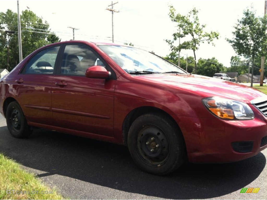 2009 Spectra EX Sedan - Spicy Red Metallic / Beige photo #4