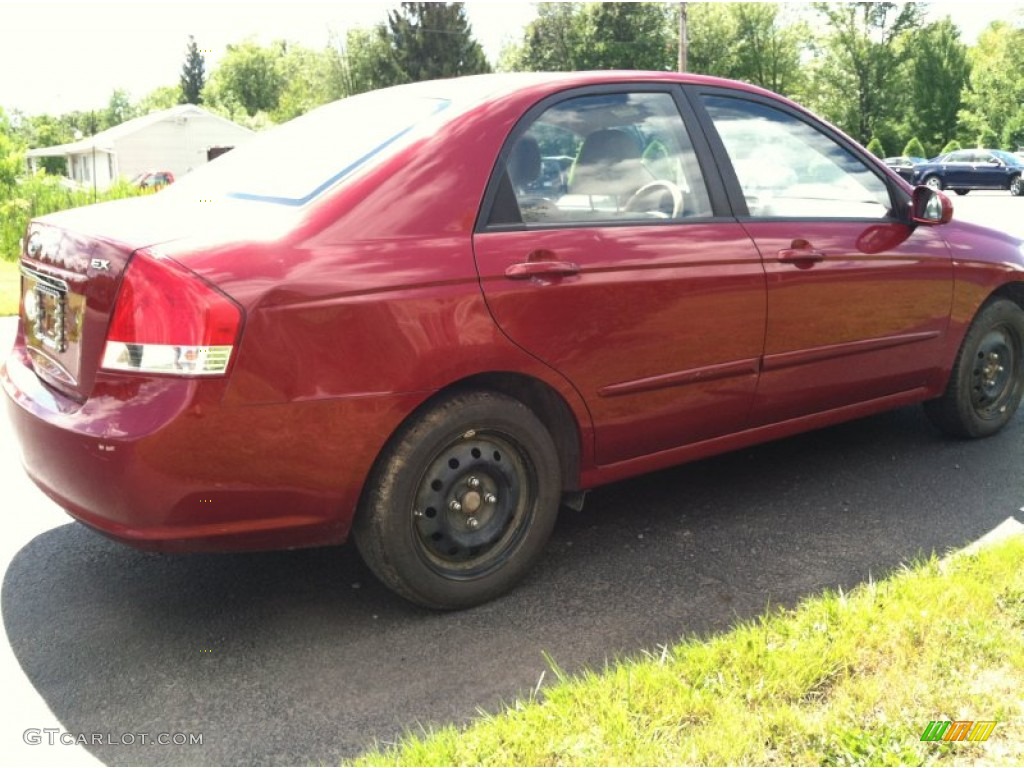 2009 Spectra EX Sedan - Spicy Red Metallic / Beige photo #5