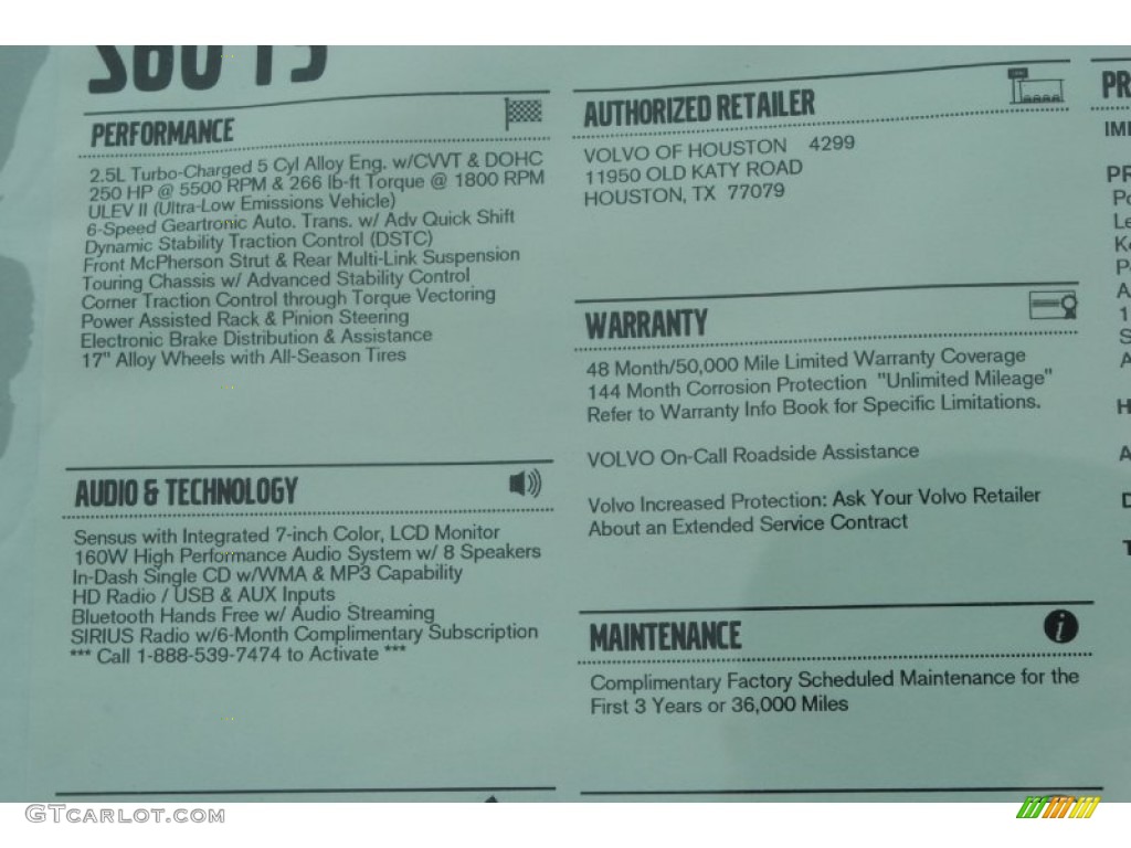 2014 Volvo S60 T5 Window Sticker Photo #84027393