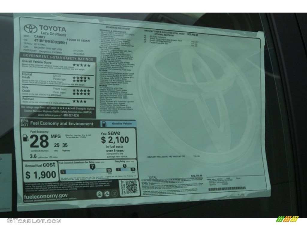 2013 Camry SE - Magnetic Gray Metallic / Black photo #10