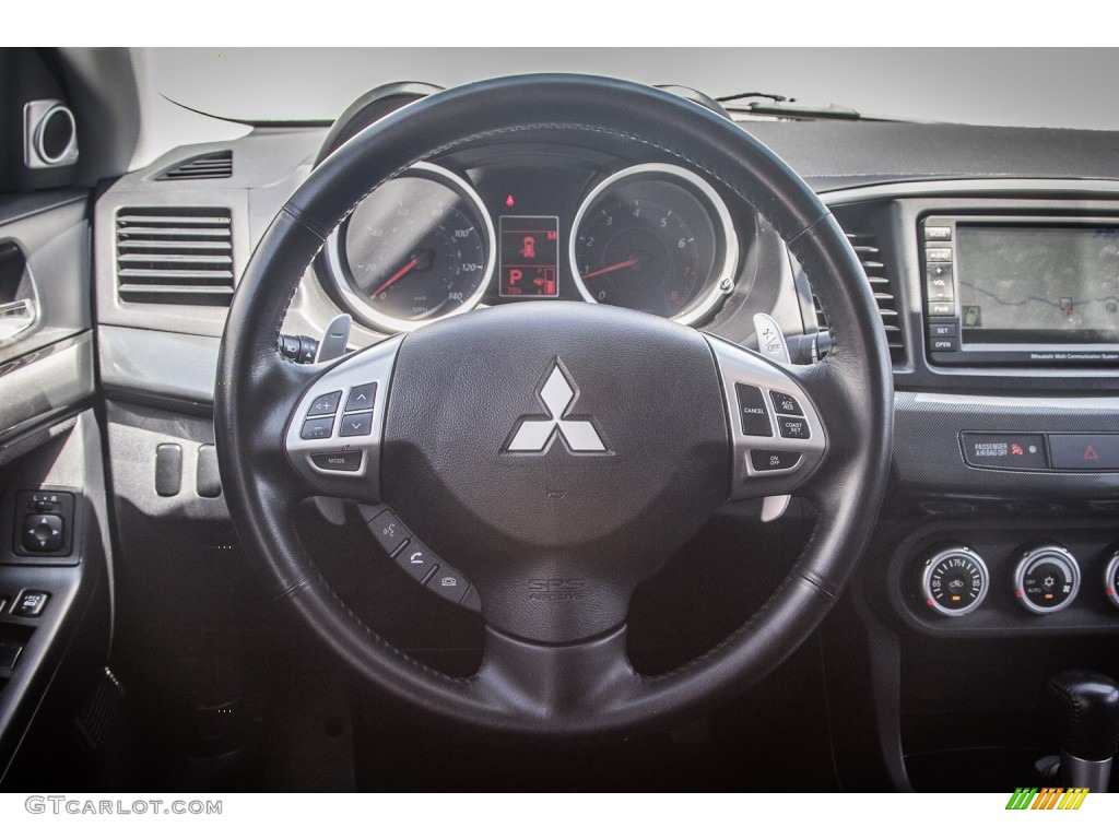 2009 Mitsubishi Lancer GTS Black Steering Wheel Photo #84029595