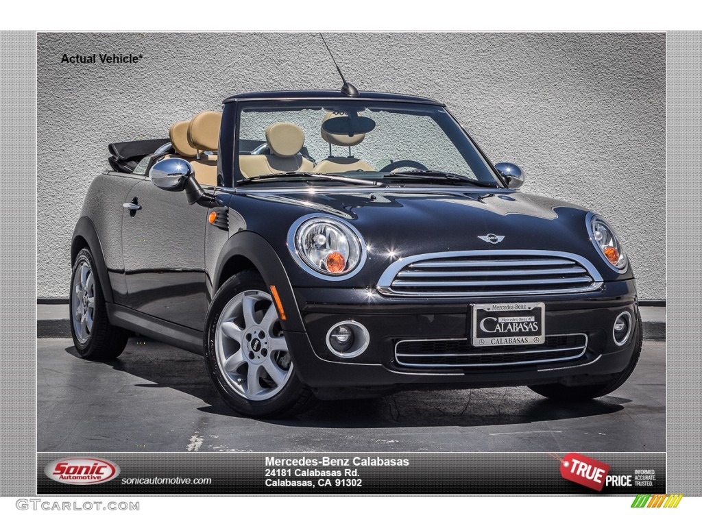 2009 Cooper Convertible - Midnight Black / Gravity Tuscan Beige Leather photo #1