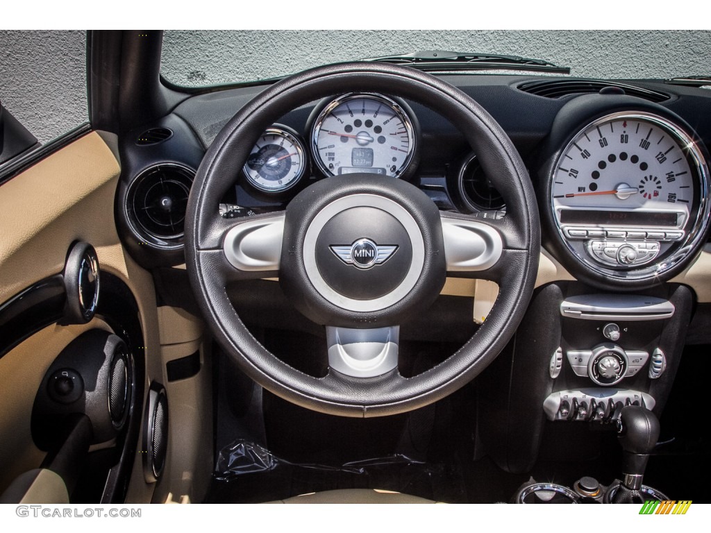 2009 Mini Cooper Convertible Gravity Tuscan Beige Leather Steering Wheel Photo #84030390