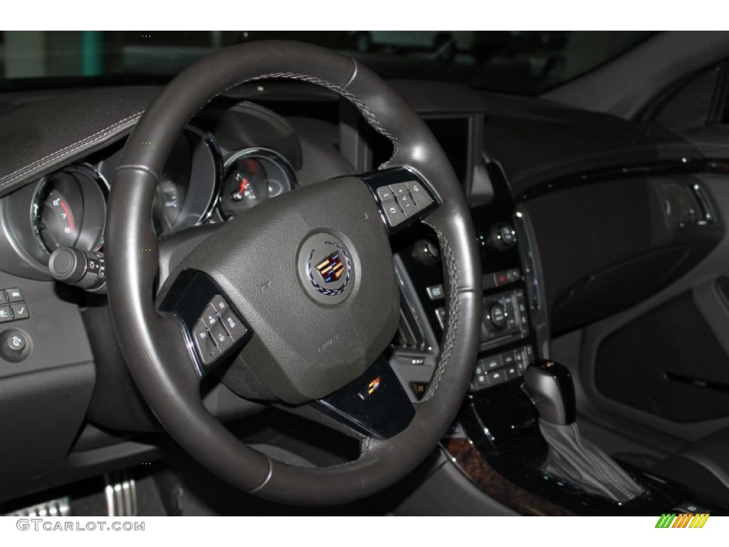 2012 Cadillac CTS -V Coupe Ebony/Ebony Steering Wheel Photo #84032646