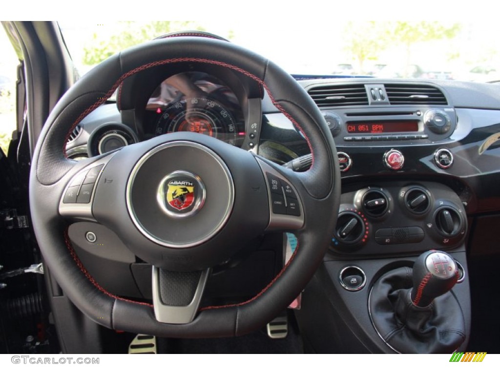 2013 Fiat 500 Abarth Abarth Nero/Rosso/Nero (Black/Red/Black) Steering Wheel Photo #84035739
