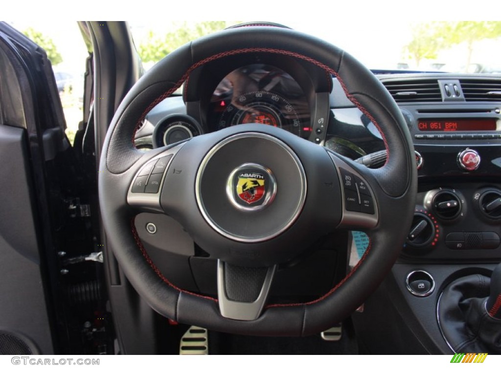 2013 Fiat 500 Abarth Abarth Nero/Rosso/Nero (Black/Red/Black) Steering Wheel Photo #84035763