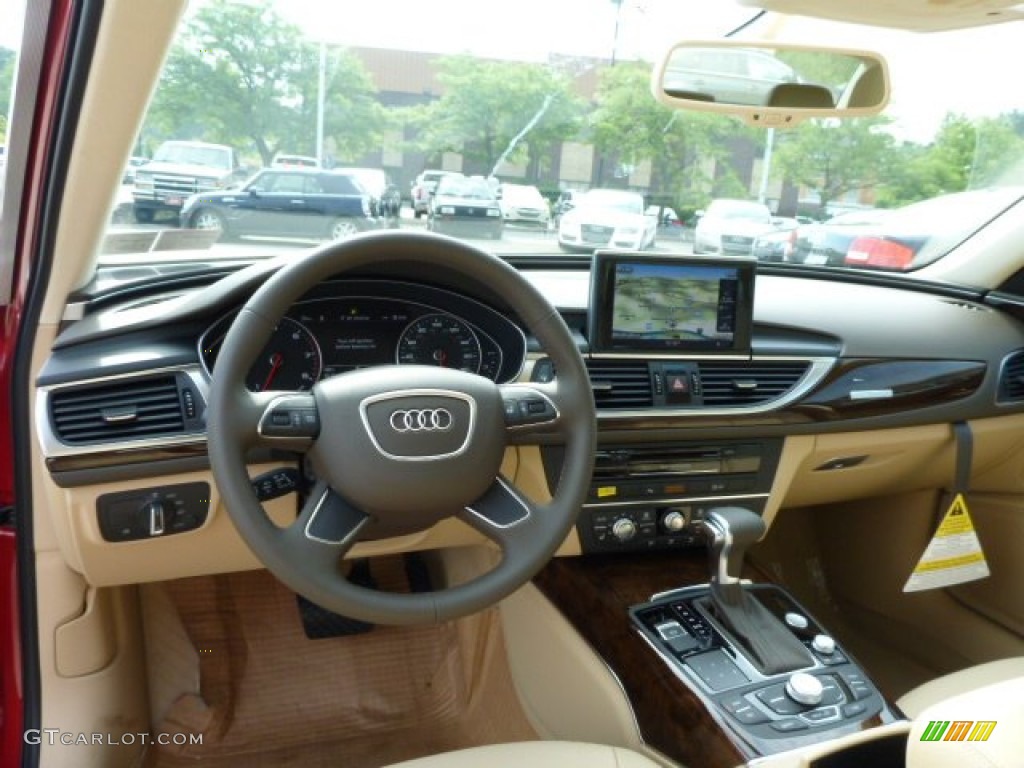 2014 Audi A6 3.0T quattro Sedan Velvet Beige Dashboard Photo #84049319