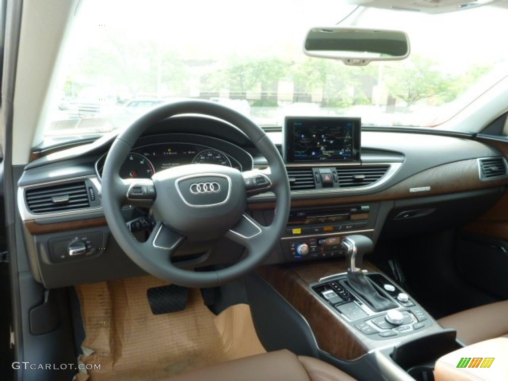 2014 Audi A7 3.0T quattro Premium Plus Nougat Brown Dashboard Photo #84049955