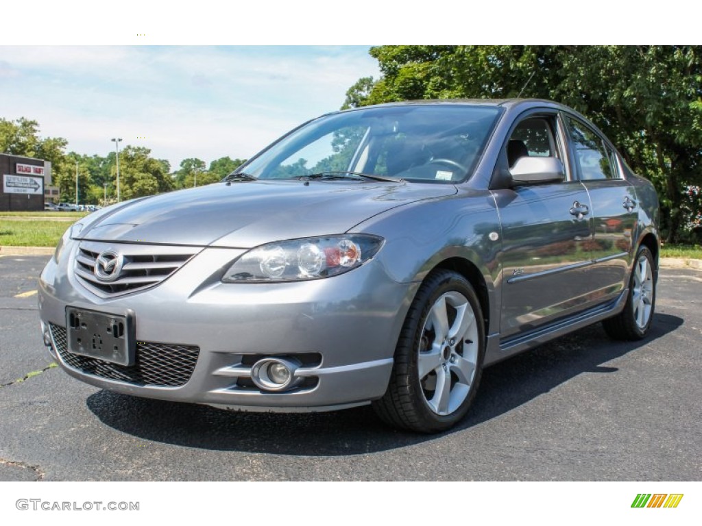 2004 MAZDA3 s Sedan - Titanium Gray Metallic / Black/Red photo #1