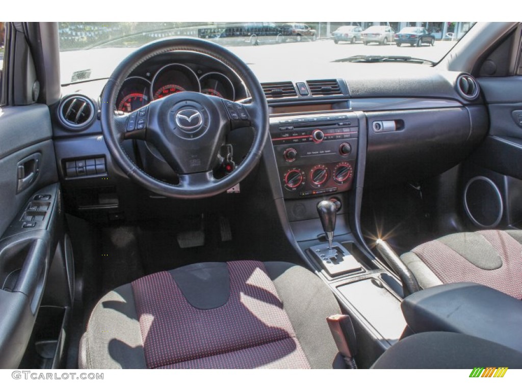 2004 MAZDA3 s Sedan - Titanium Gray Metallic / Black/Red photo #15