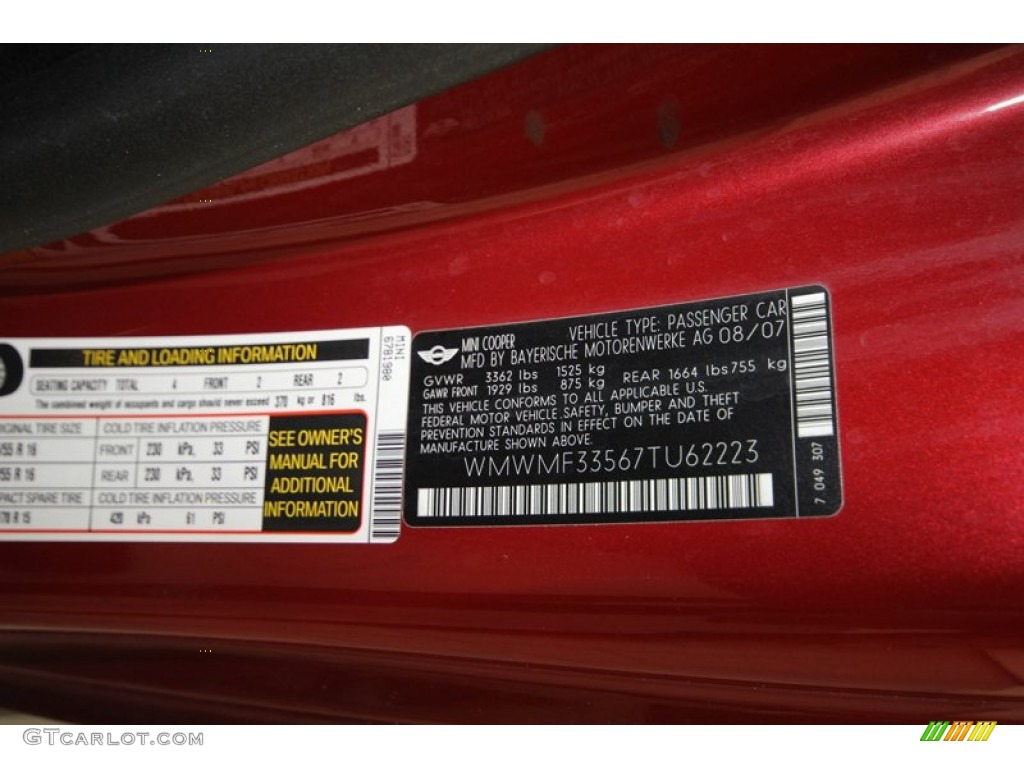2007 Cooper Hardtop - Nightfire Red Metallic / Carbon Black/Carbon Black photo #9