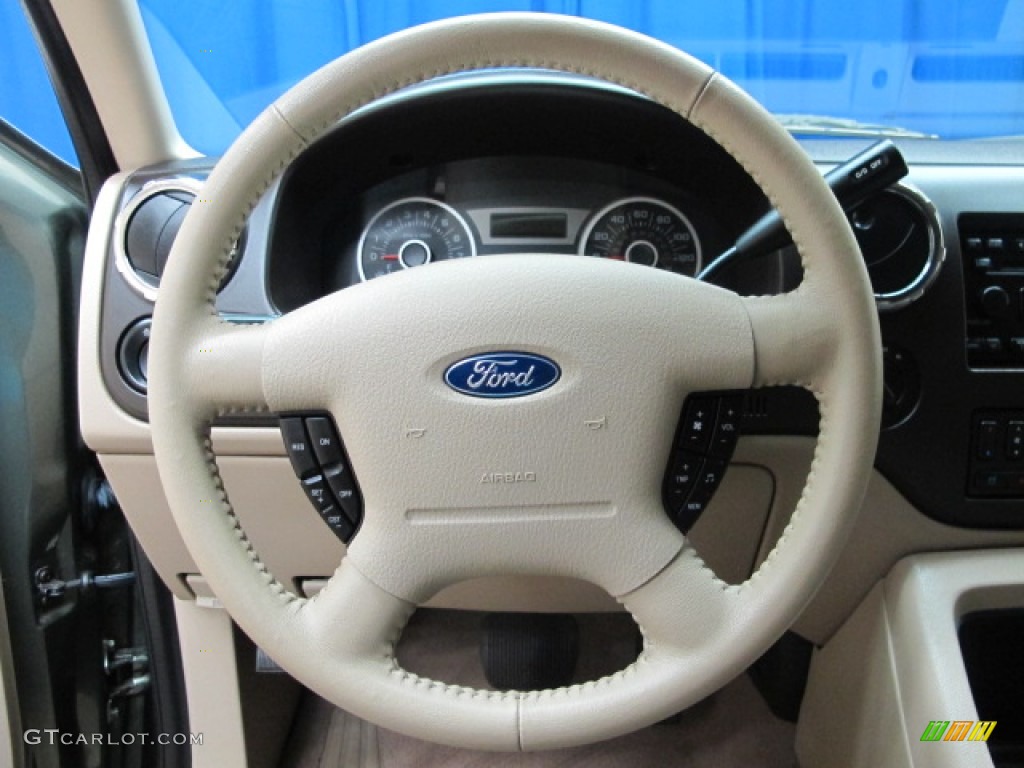 2005 Ford Expedition Eddie Bauer 4x4 Medium Parchment Steering Wheel Photo #84058736