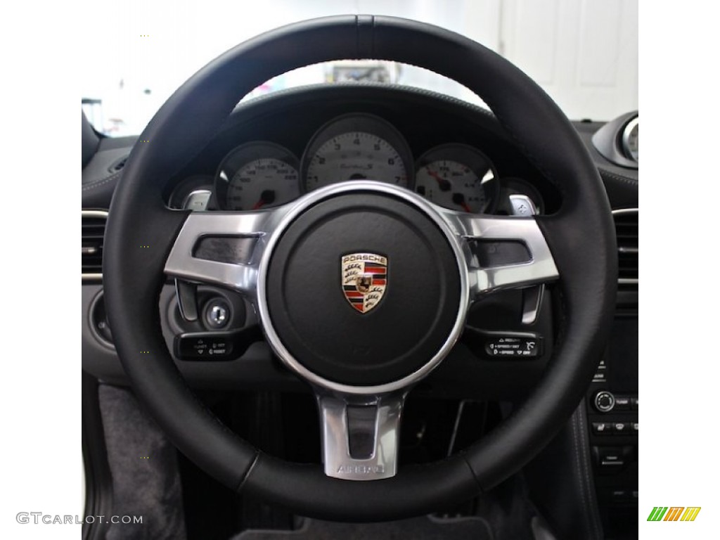 2011 Porsche 911 Turbo S Coupe Black/Stone Grey Steering Wheel Photo #84063044