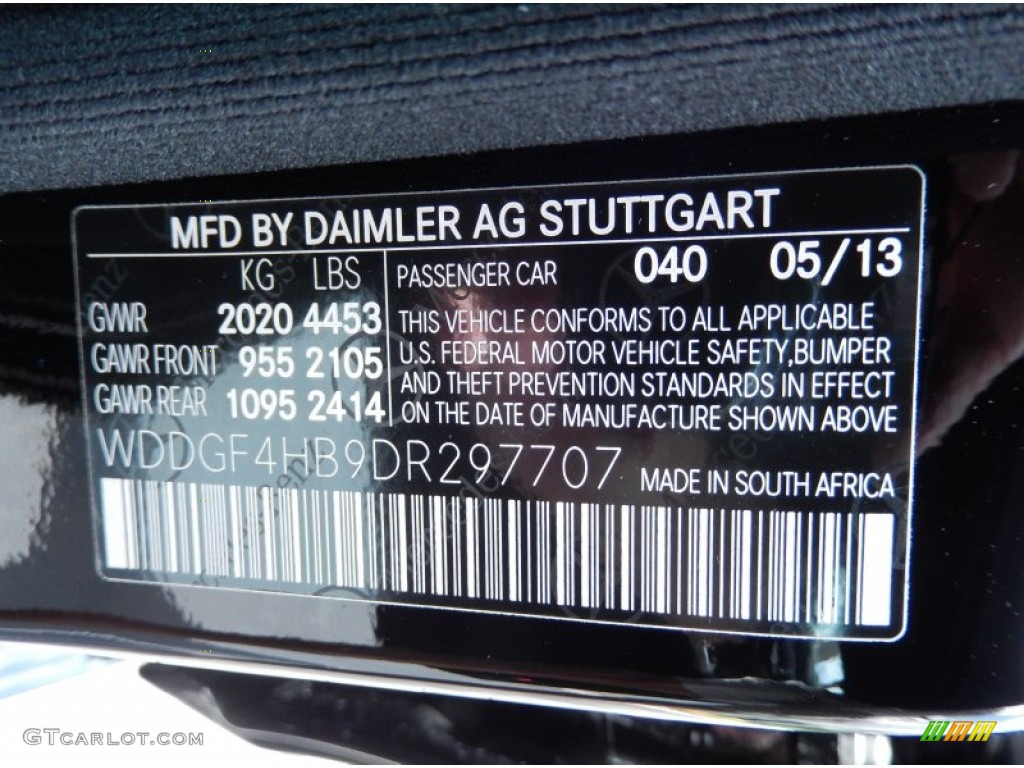2013 Mercedes-Benz C 250 Sport Color Code Photos