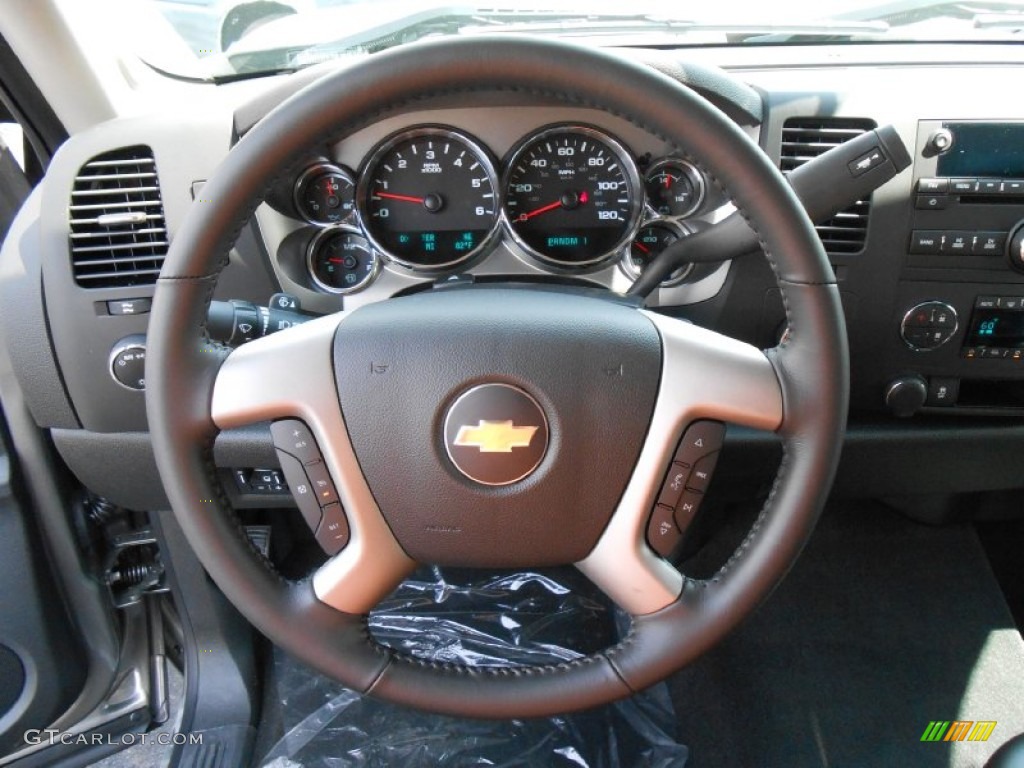 2014 Chevrolet Silverado 2500HD LT Crew Cab 4x4 Ebony Steering Wheel Photo #84069821