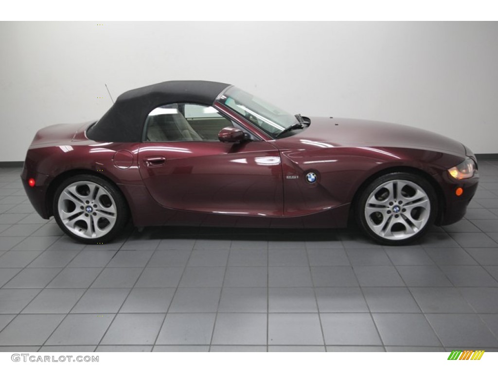 2005 Z4 2.5i Roadster - Merlot Red Metallic / Dark Beige photo #8