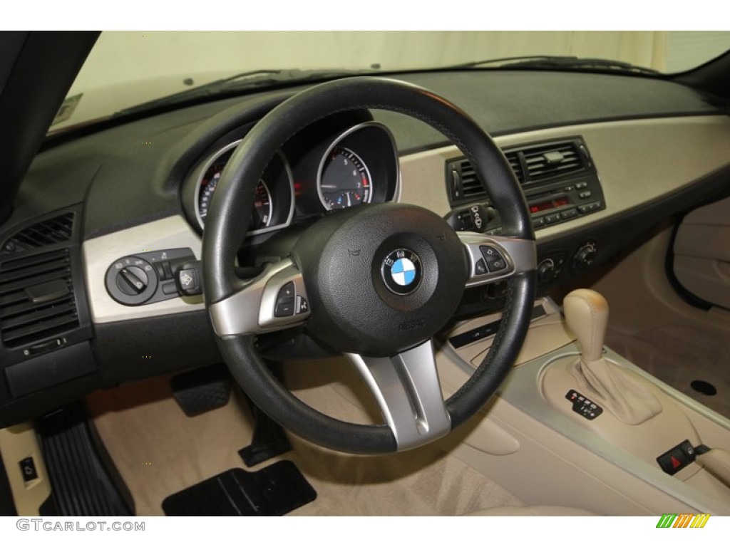2005 BMW Z4 2.5i Roadster Dark Beige Steering Wheel Photo #84072401