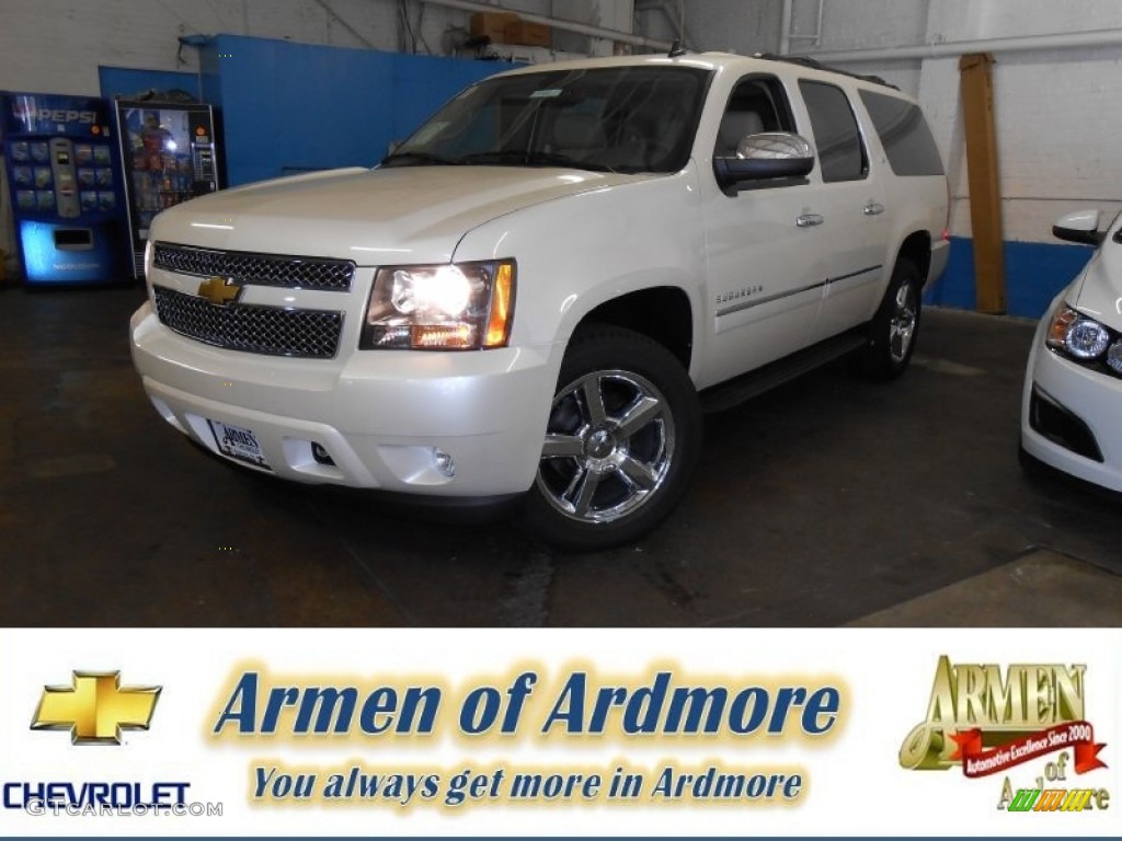 2013 Suburban LTZ 4x4 - White Diamond Tricoat / Light Cashmere/Dark Cashmere photo #1