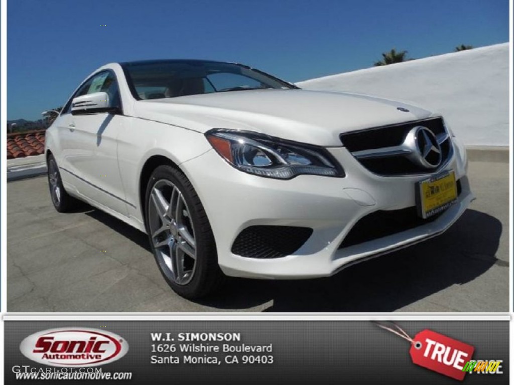 2014 E 350 Coupe - Diamond White Metallic / Silk Beige/Espresso Brown photo #1