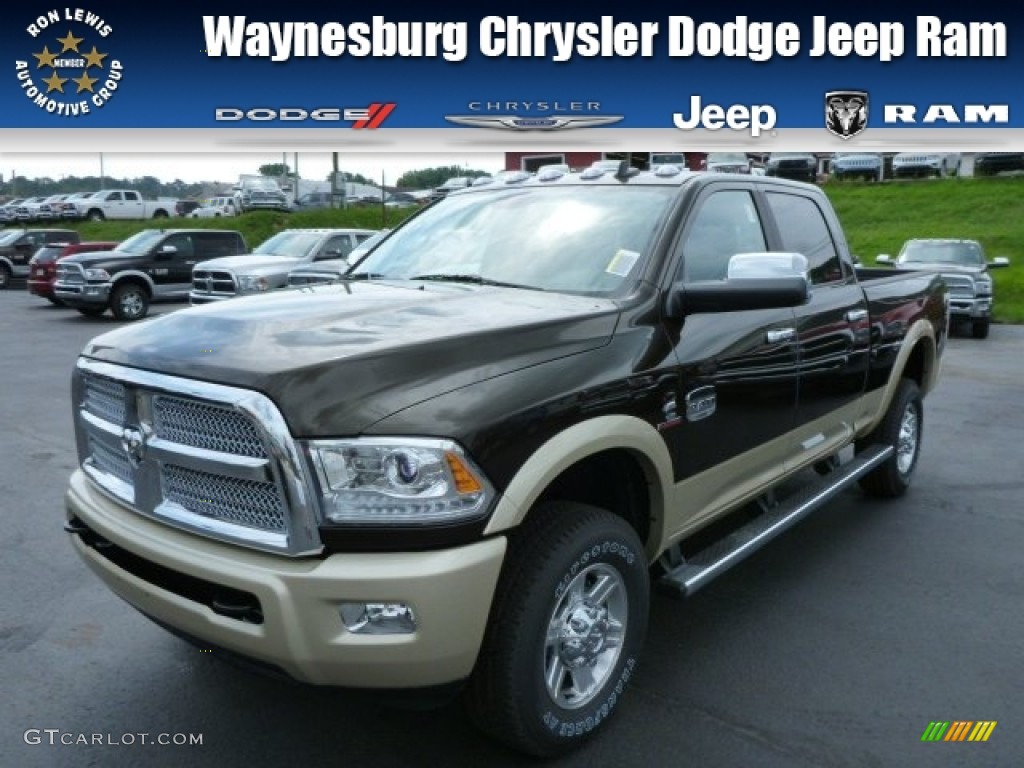 2013 2500 Laramie Longhorn Crew Cab 4x4 - Black Gold Pearl / Canyon Brown/Light Frost Beige photo #1
