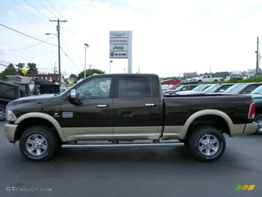 2013 2500 Laramie Longhorn Crew Cab 4x4 - Black Gold Pearl / Canyon Brown/Light Frost Beige photo #2