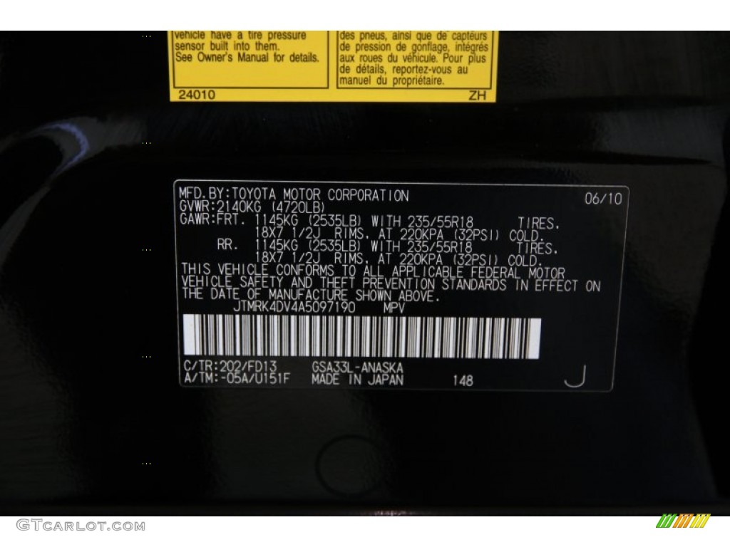 2010 RAV4 Sport V6 4WD - Black / Dark Charcoal photo #17