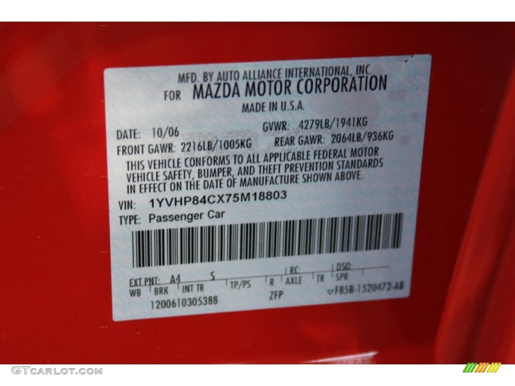 2007 MAZDA6 i Touring Hatchback - Volcanic Red / Gray photo #31