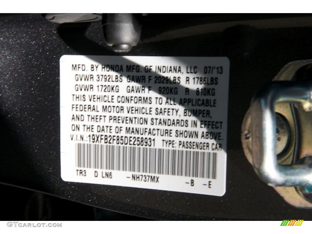 2013 Civic EX Sedan - Polished Metal Metallic / Gray photo #19