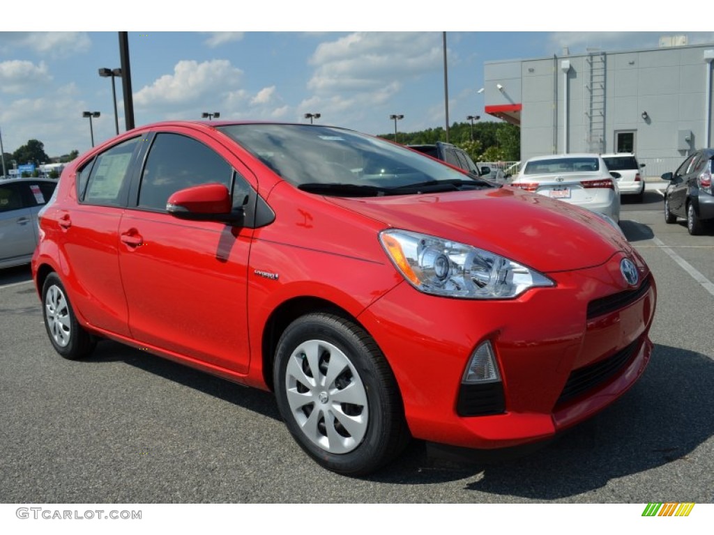 2013 Prius c Hybrid Two - Absolutely Red / Light Blue Gray/Black photo #3