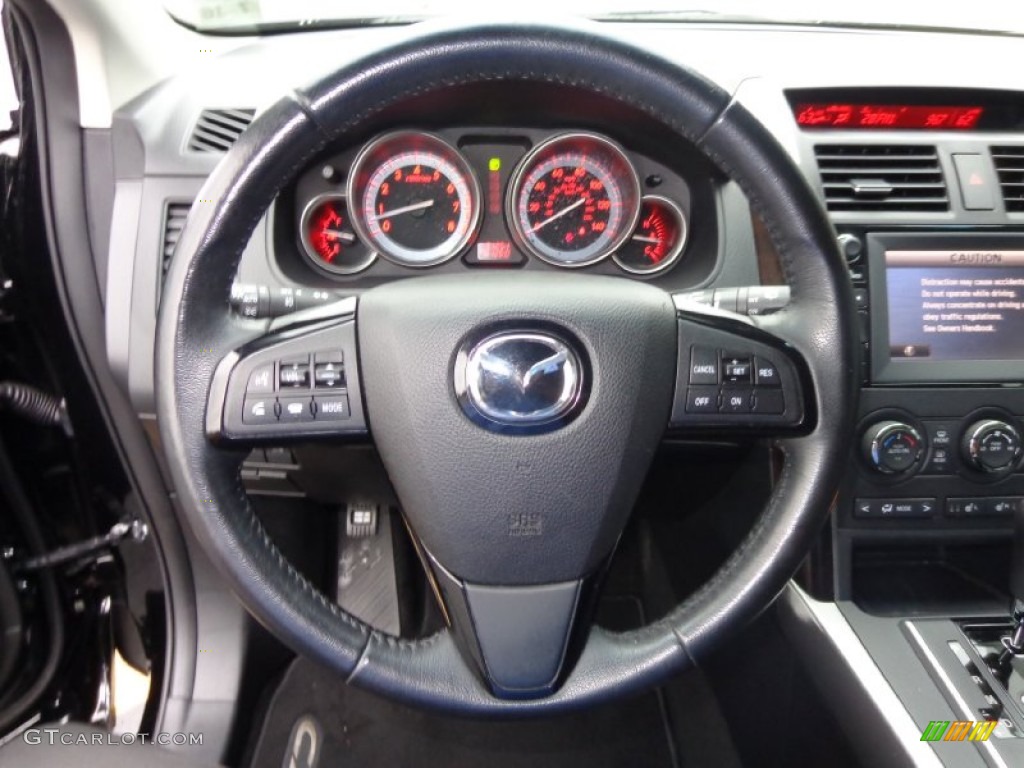 2011 Mazda CX-9 Grand Touring AWD Black Steering Wheel Photo #84106241