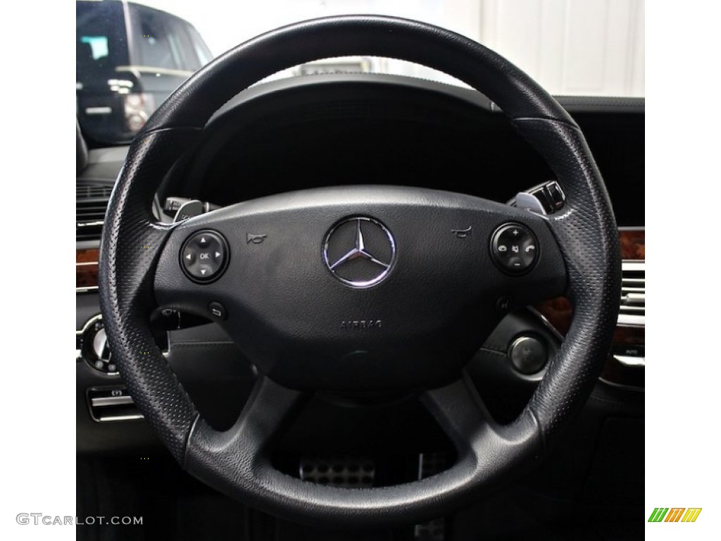 2008 Mercedes-Benz S 65 AMG Sedan Black Steering Wheel Photo #84108050